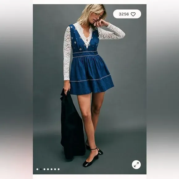 Free People Aultry Embellished Mini Dress